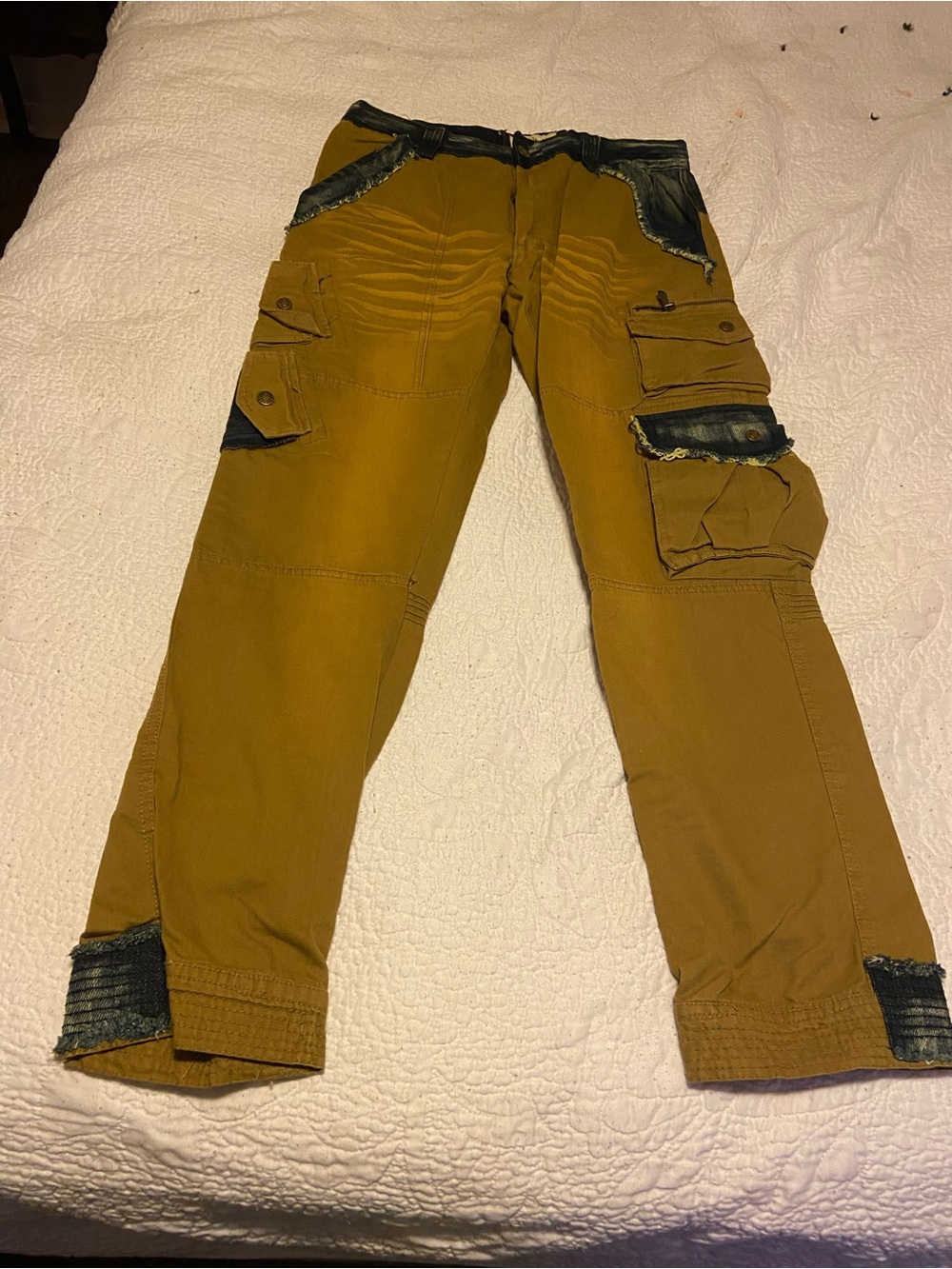 Decibel Cargo Pants in Mustard Brown - Utility Style
